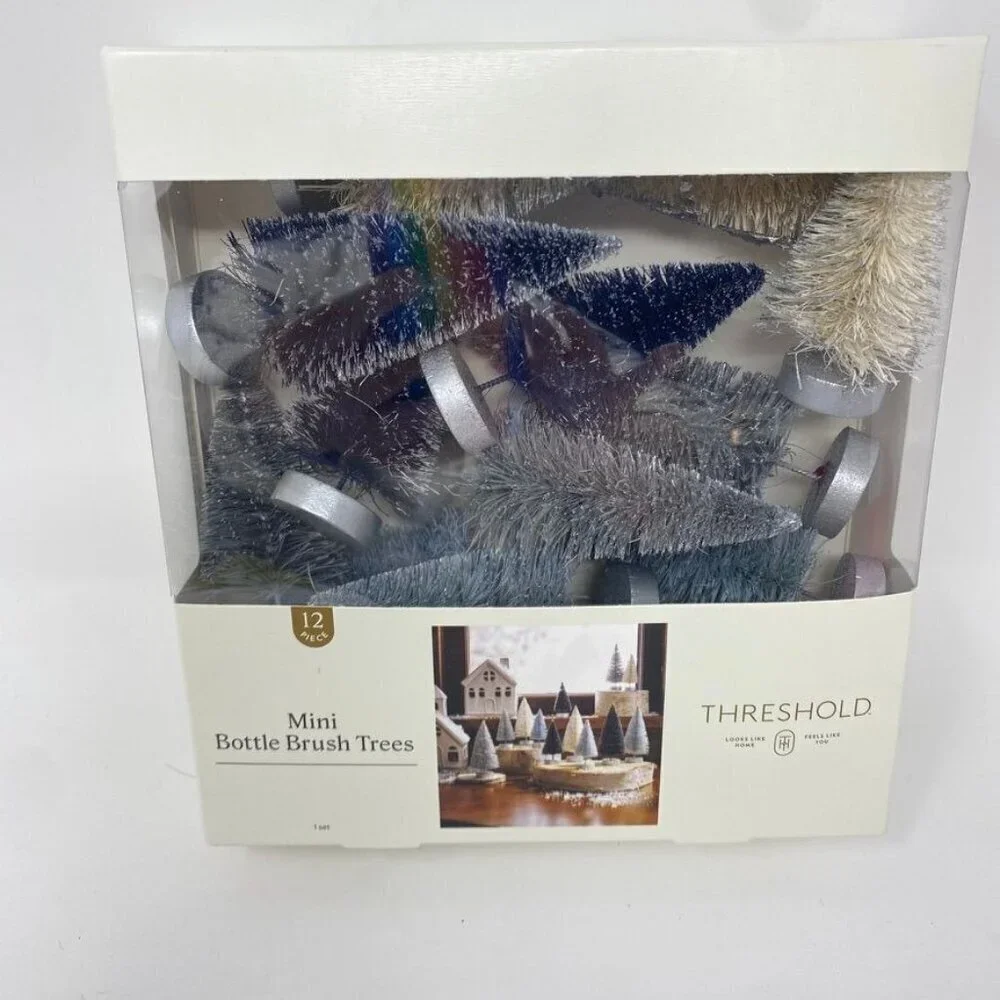 Target Threshold™ Christmas Set of 12 Mini Bottle Brush Trees Decor Grey Silver